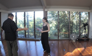 Lucy Harper rehearsing monologue